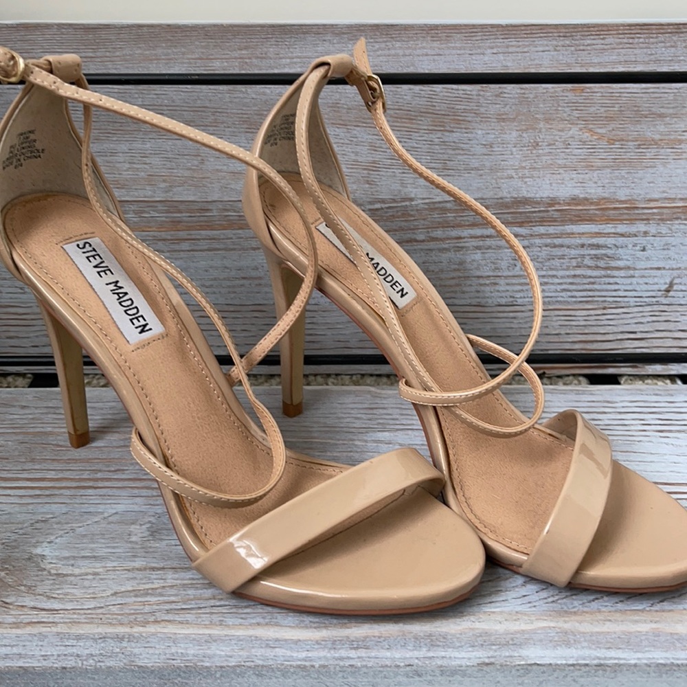 Nude open toe stilleto